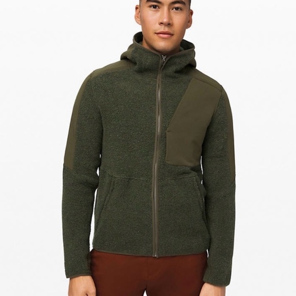 Lululemon Tundra Trek Dark Olive Full Zip Hooded Wool Blend Jacket